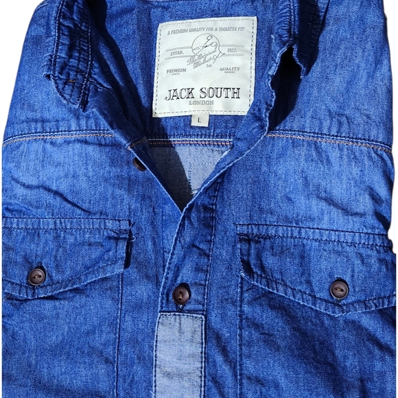 Casual Blue Button Down Shirt with Textured Cotton - Picture 5 of 6